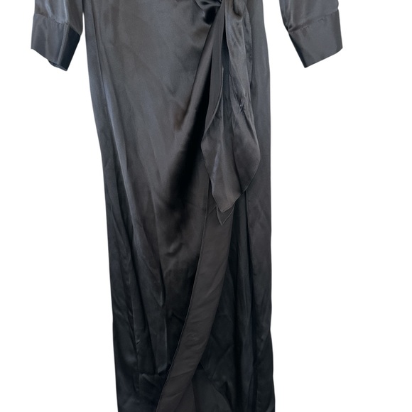 L’AGENCE Kadi Long Silk Wrap Dress in Black - Picture 8 of 12
